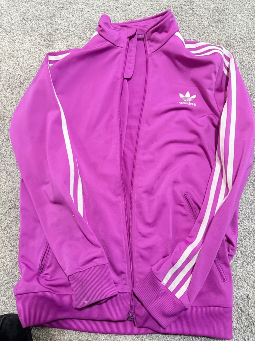 adidas Magenta Track Jacket with White Stripes - Picture 2 of 3